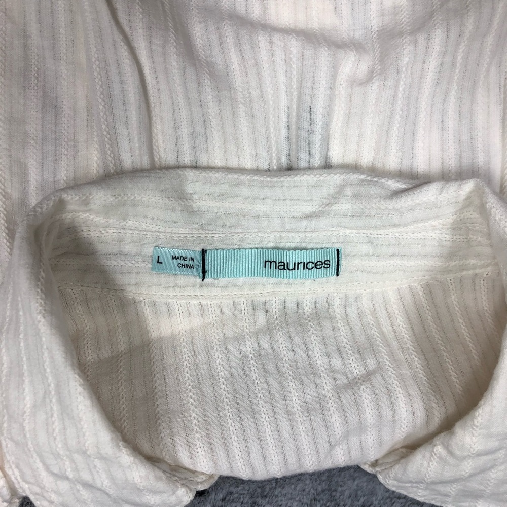 Maurices Cream Colored Tuxedo Slightly Sheer Blouse size Large - Picture 9 of 11